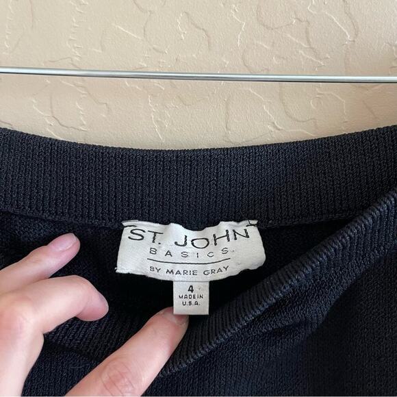 St. John Black Santana Knit Skirt Suit Set - Picture 8 of 8